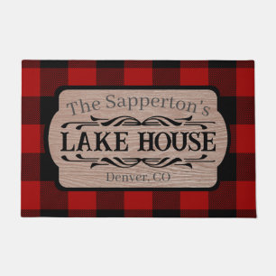 Paillasson Nom personnalisé Lake House Rustique Plaid