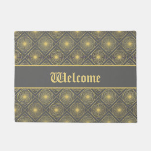 Paillasson Nom personnalisé Moderne Géométrique Pastel Gris &