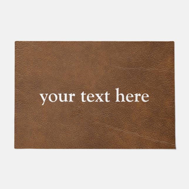 PAILLASSON NOM PERSONNALISÉ PORTE EN CUIR BROWN MODERNE MAT (Devant)