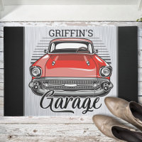 NOM personnalisé Retro Red Classic Car Garage
