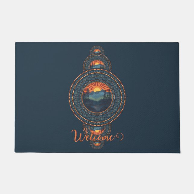 Paillasson Nom personnalisé Vintage Wilderness Ornamental Man (Devant)