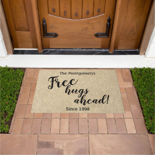 Paillasson Nom Rustique Personnalisé Free Hugs Ahead Welcome