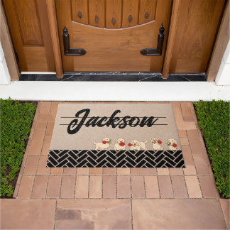 Paillasson Noms de famille élégants Chiots Géométrique Entrée