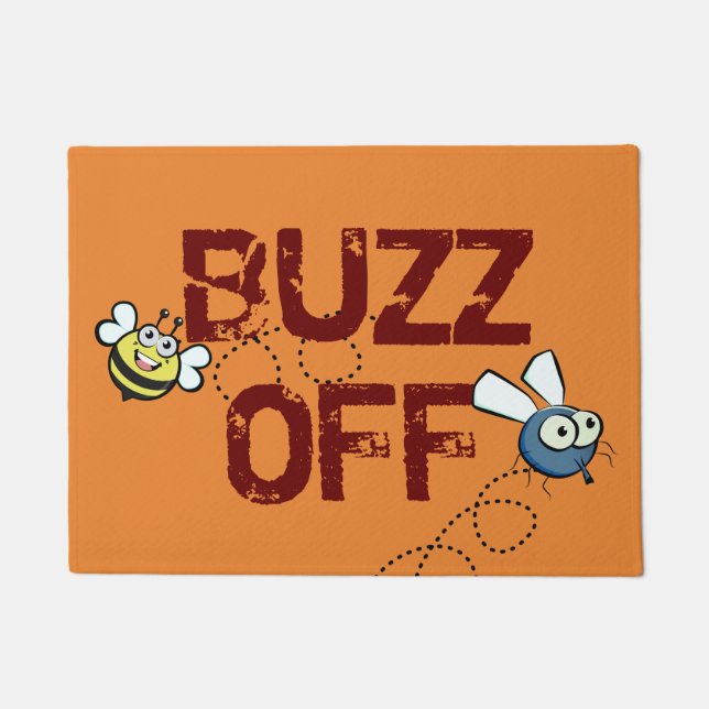 Paillasson (non)bienvenue "buzz off" bebe and fly (Devant)