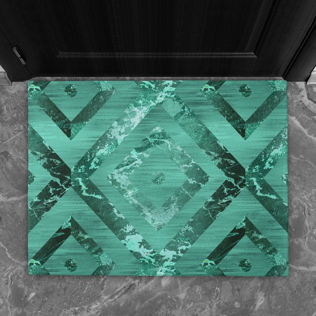 Paillasson Nordic Molten Jade | Vert géométrique Abstrait (Créateur téléchargé)
