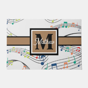 Paillasson Note musicale colorée Musicien Monogramme