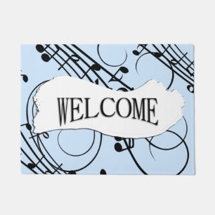 Paillasson Notes de musique fantaisie Bleu