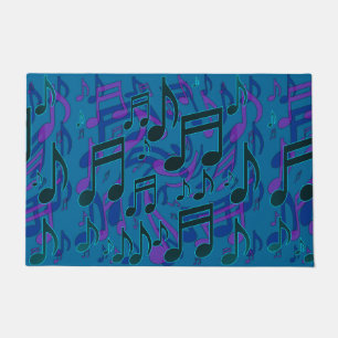 Paillasson Notes de Musique Motif Musical Bleu Vert Violet
