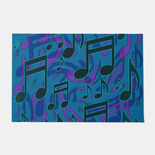 Paillasson Notes de Musique Motif Musical Bleu Vert Violet