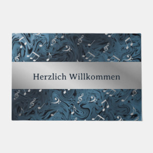 Paillasson notes élégantes de musique argentée dans le mat bl