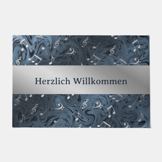 Paillasson notes élégantes de musique argentée dans le mat bl (Devant)