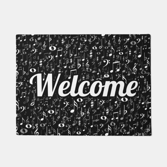 Paillasson Notes musicales et accueil aléatoires de symboles (Devant)