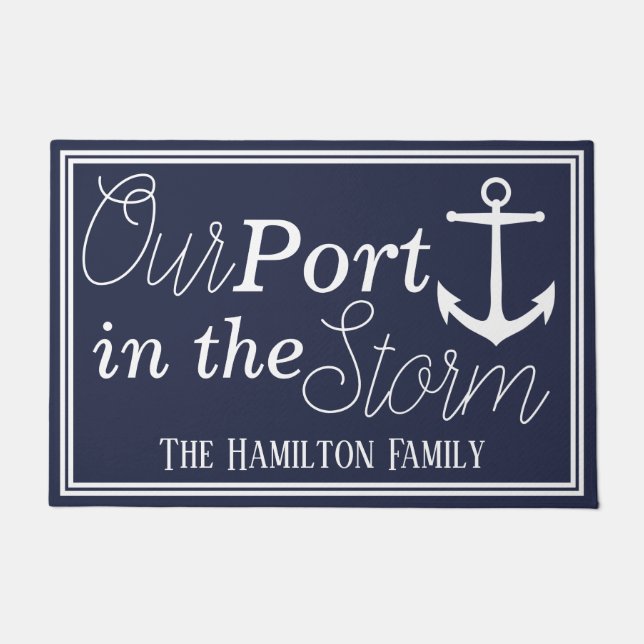 Paillasson Notre port dans la tempête Ancre blanche | Personn (Devant)