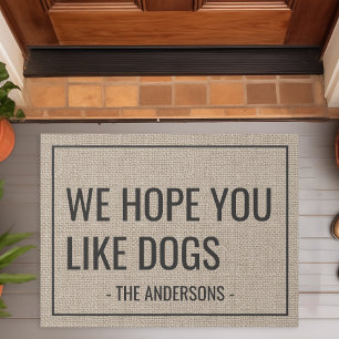 Paillasson Nous espérons que vous aimez les chiens Nom de fam