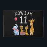 Paillasson Now I, 11 ans old 11th Birthday at the Zoo<br><div class="desc">Joyeux anniversaire. Funny and lovely Kids Birthday design with a cute Elephant,  two ferrets and a girafe celebrating your birthday at the zoo.</div>