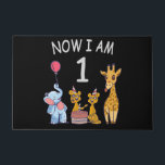 Paillasson Now I le 1er jour du Birthday<br><div class="desc">Joyeux anniversaire. Funny and lovely Kids Birthday design with a cute Elephant,  two ferrets and a girafe celebrating your birthday at the zoo.</div>