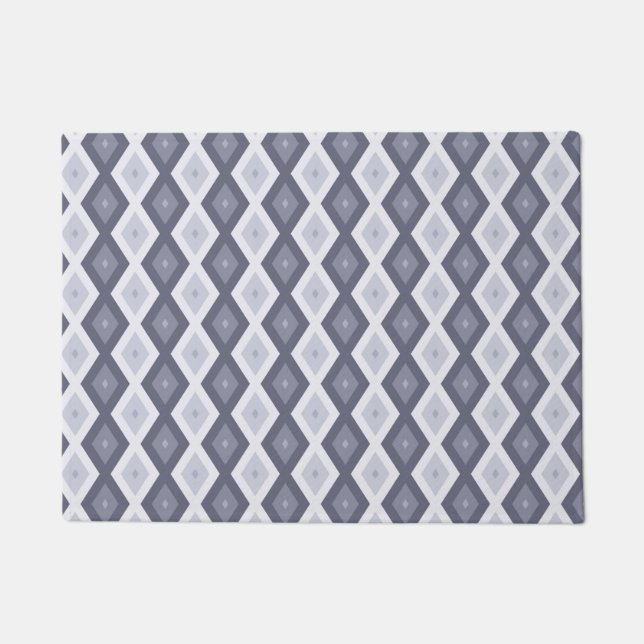 Paillasson Nuances de bleu gris motif diamant (Devant)