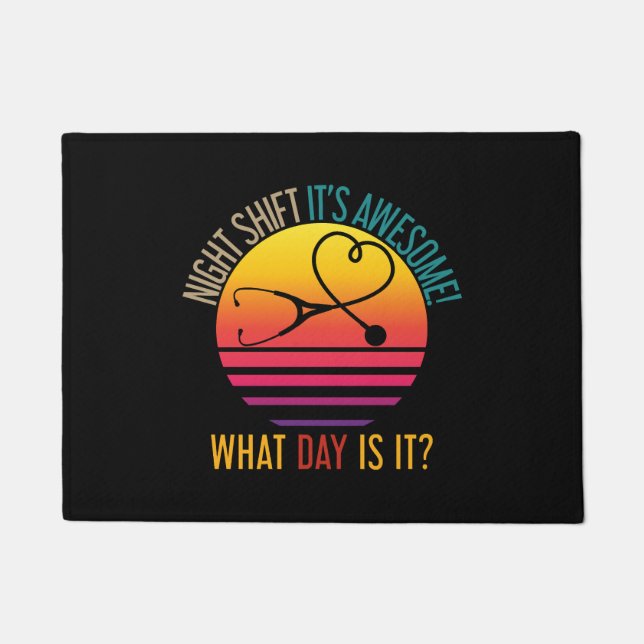 Paillasson Nuit de soins infirmiers Shift Drôle Citation infi (Devant)