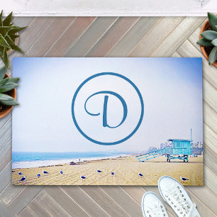 Paillasson Ocean beach photo côtière en gras monogramme moder
