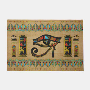 Paillasson Oeil égyptien d'ornement de Horus sur le papyrus