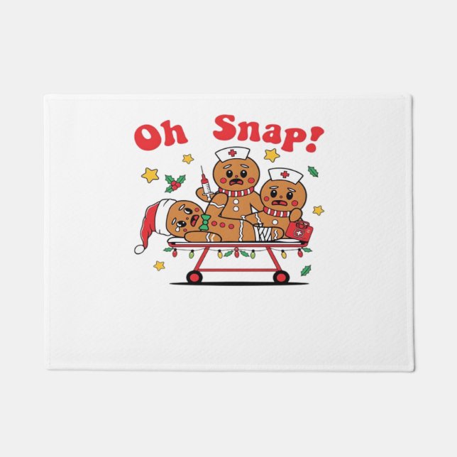 Paillasson Oh Snap Gingerbread École infirmière Noël classiqu (Devant)