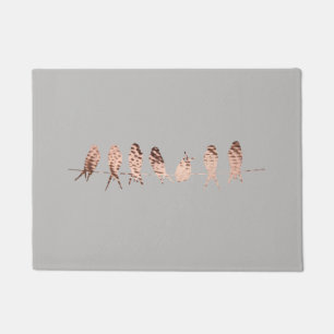Paillasson Oiseaux de cuivre simples et modernes de gris et