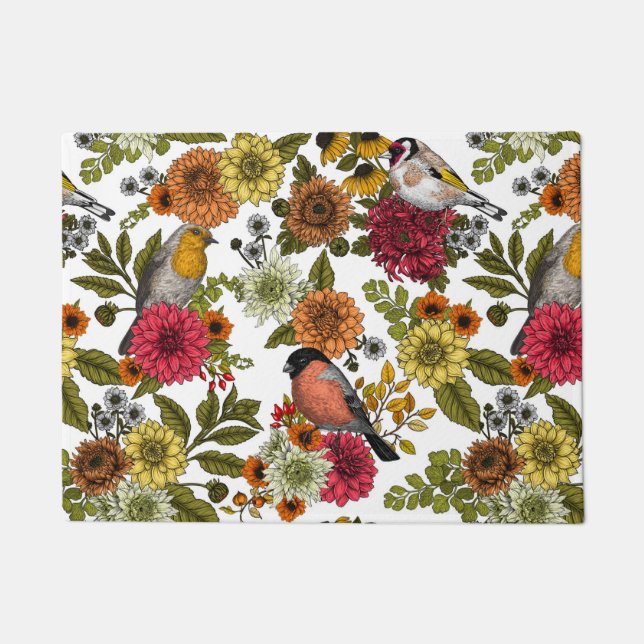 Paillasson Oiseaux de jardin et fleurs 1 (Devant)