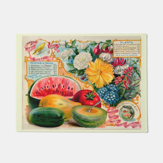 Paillasson Old fashioned vegetable fruit flower seed advertis (Devant)