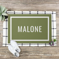 Olive Green Nom de famille personnalisé mat de por