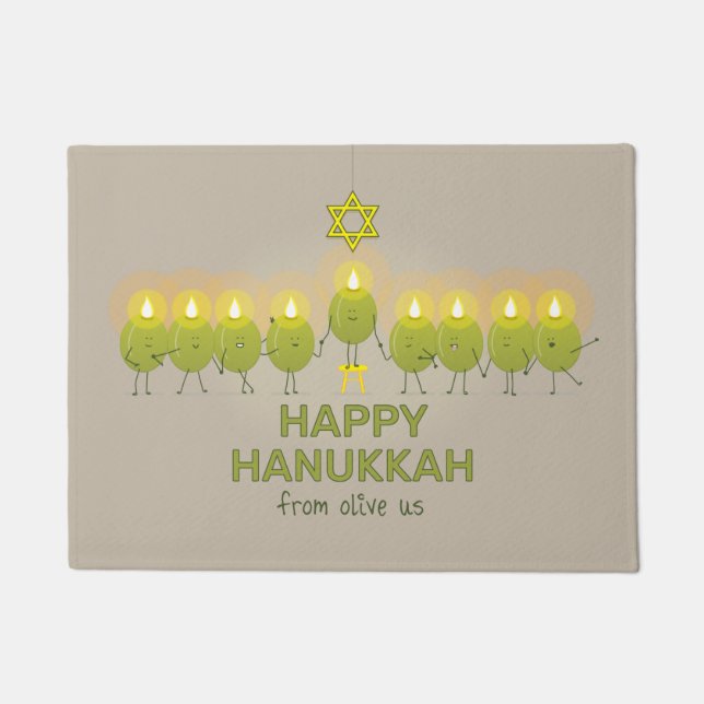 Paillasson Olive Hanoukka Menorah (Devant)