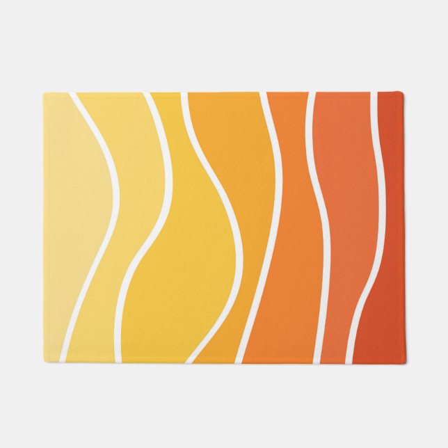 Paillasson Ondes de style rétro jaune et orange (Devant)