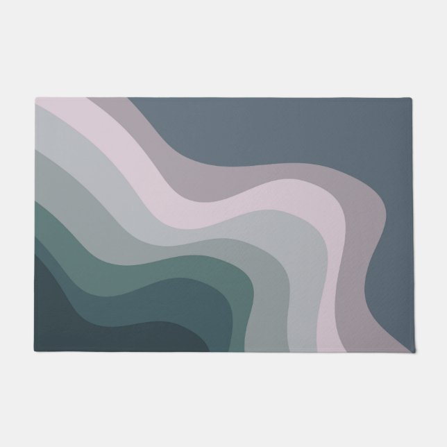 Paillasson Ondes de style rétro violet et turquoise (Devant)