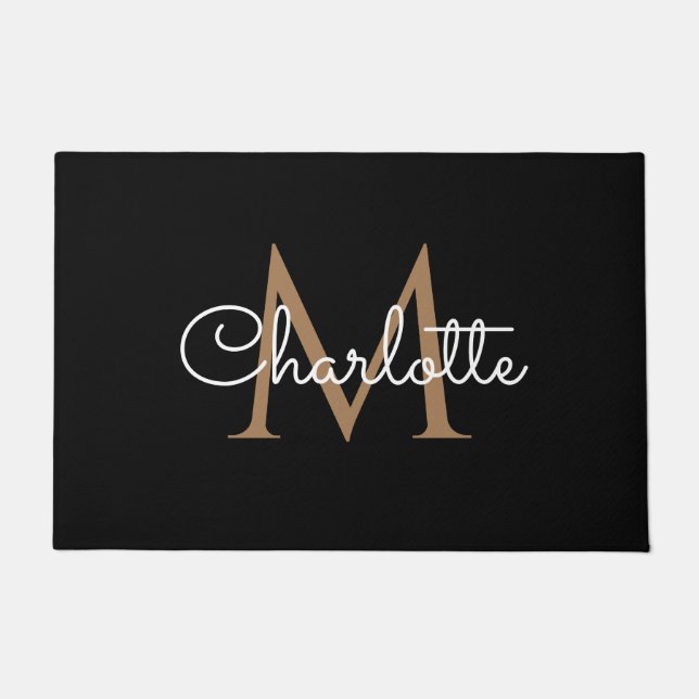 Paillasson Or Monogramme Élégant Script Féminin (Devant)