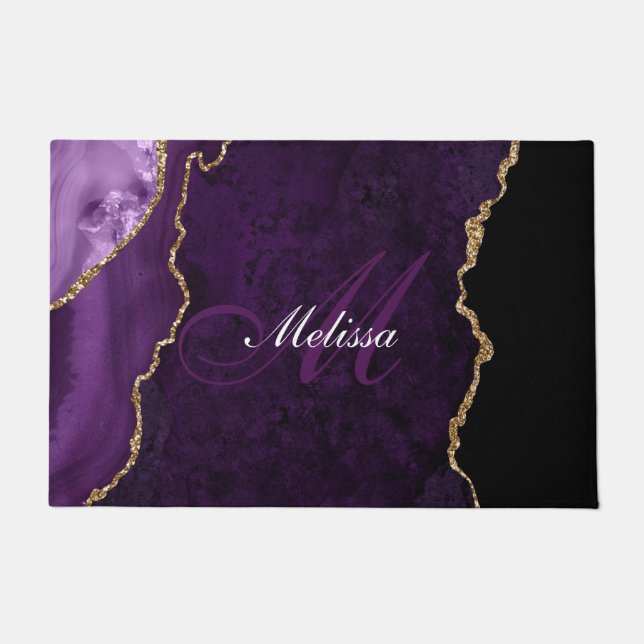 Paillasson or monogrammé et agate violette (Devant)