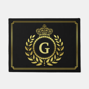 Paillasson Or royal de noir de guirlande de laurier de
