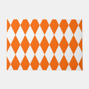 Paillasson Orange blanc Arlequin Diamants Checkers Design
