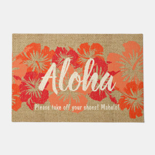 Paillasson Orange florale hawaïenne de ketmie épique Aloha