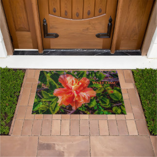 Paillasson Orange Hibiscus Beauté