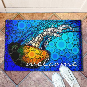 Paillasson Orange Jellyfish Blue Ocean Welcome Script Moderne