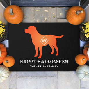 Paillasson Orange Labrador Retriever Joyeux Halloween Personn