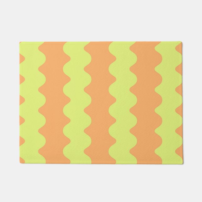 Paillasson Orange Lime Wavy Stripe Bold Moderne Entryway (Devant)