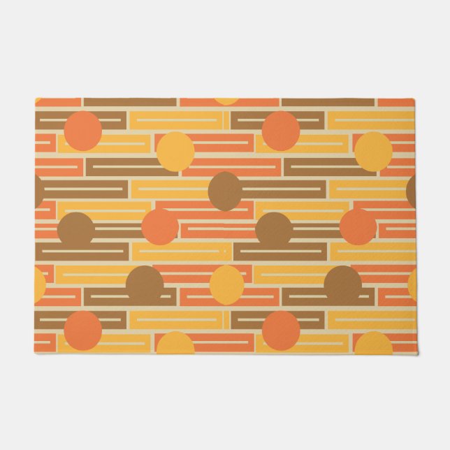 Paillasson Orange, Or, Rectangles Brown et cercles (Devant)
