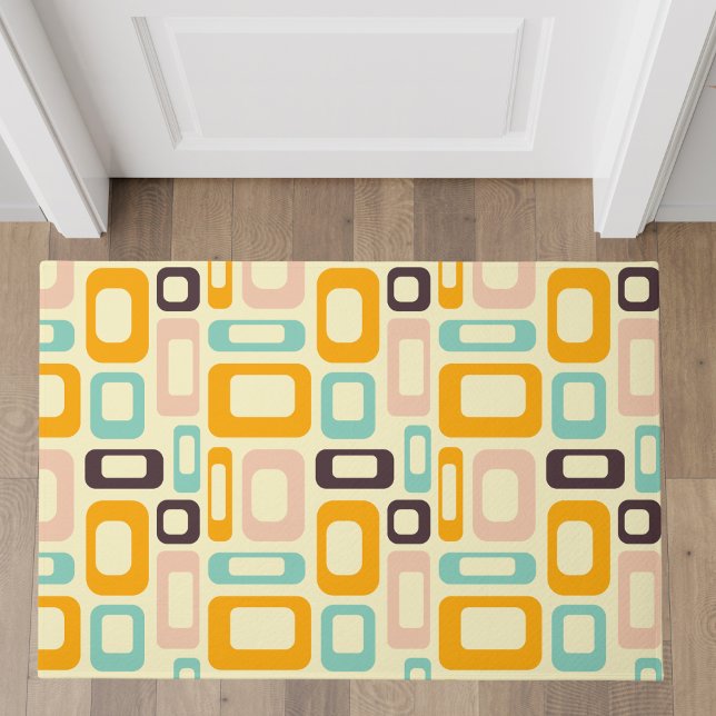 Paillasson Orange Turquoise du milieu du siècle moderne géomé (Créateur téléchargé)