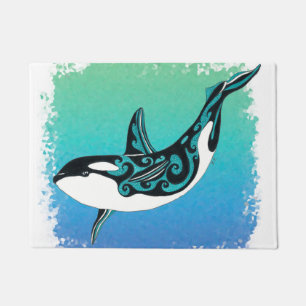 Paillasson Orca Baleine Turquoise Tribal