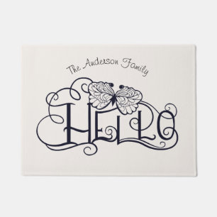 Paillasson Ornement décoratif hello script famille Porte Mat