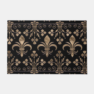 Paillasson Ornement royal noir et or Fleur de lis