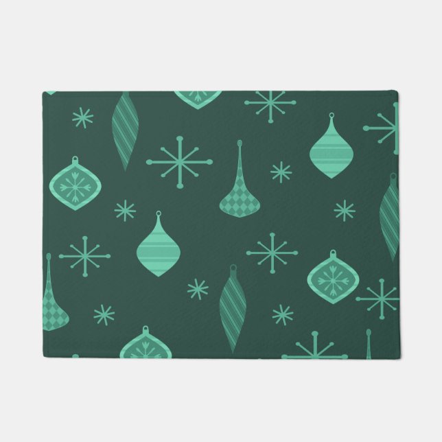 Paillasson Ornements de Noël rétro Vert (Devant)