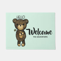 Ours Brown mignon tenant une Fleur Jaune