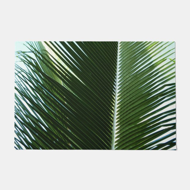 Paillasson Overlapping Palm Fronds Tropical Green Abstract (Devant)