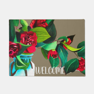 Paillasson Pailleur de fleur de Camellia mat de bienvenue